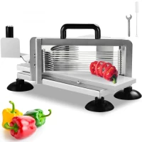 VEVOR Commercial Tomato Slicer, 3/8 inch Tomato Cutter Slicer, Stainless Steel Heavy Duty Tomato Slicer Machine, Manual Tomato Slicer with Non-slip Feet, for Cutting Tomatoes, Cucumbers, Bananas