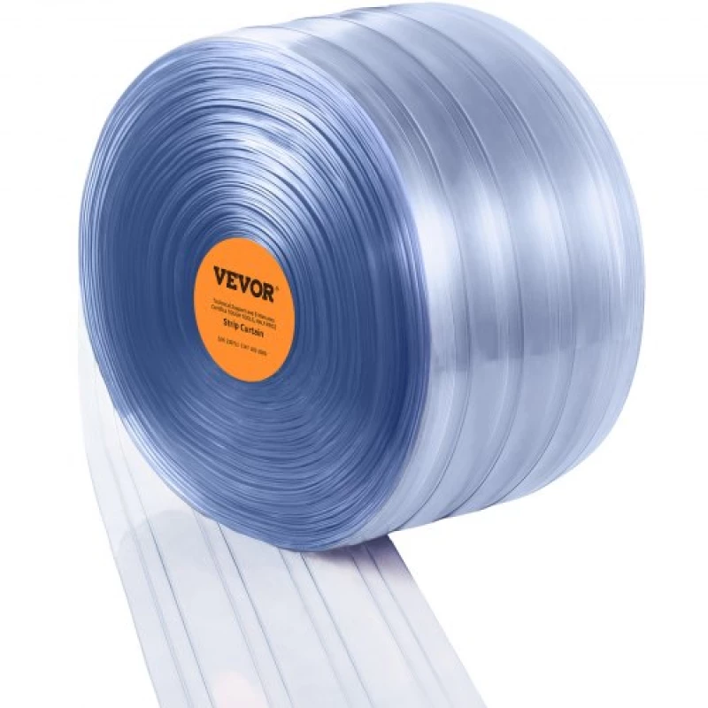 VEVOR Strip Curtain Ribbed PVC Door Curtain 150'x8" Roll Cooler Freezer Plastic