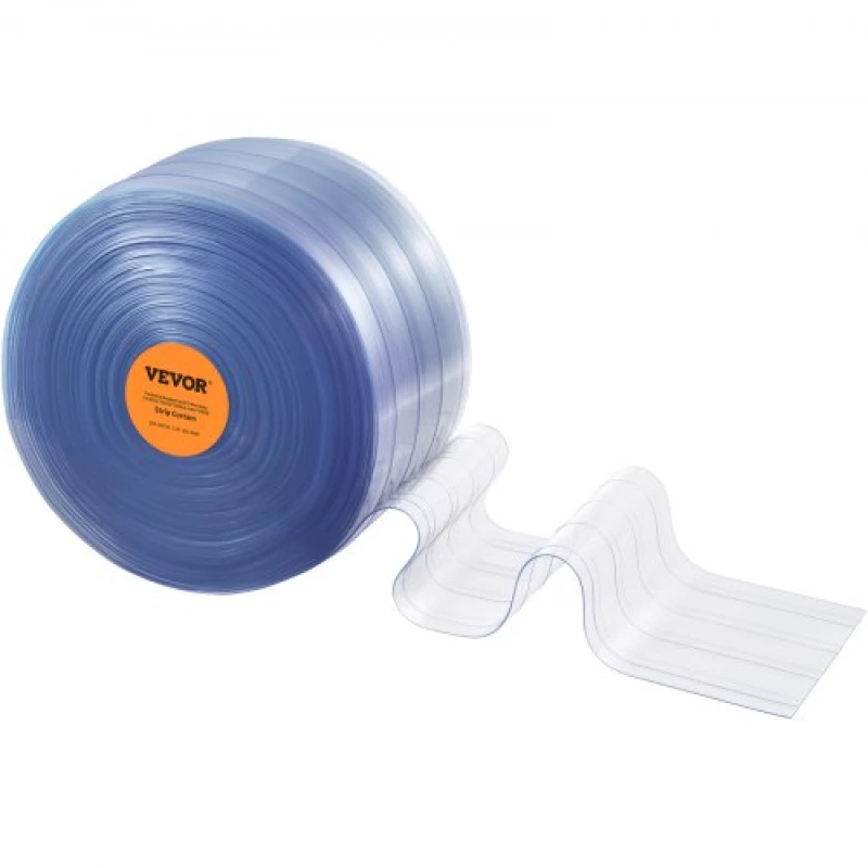 VEVOR Strip Curtain Ribbed PVC Door Curtain 150'x8" Roll Cooler Freezer Plastic
