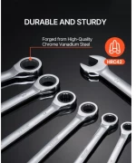 VEVOR Combination Wrench Set 30 PCS SAE 1/4" to 1", Metric 8-24mm Organizer Rack