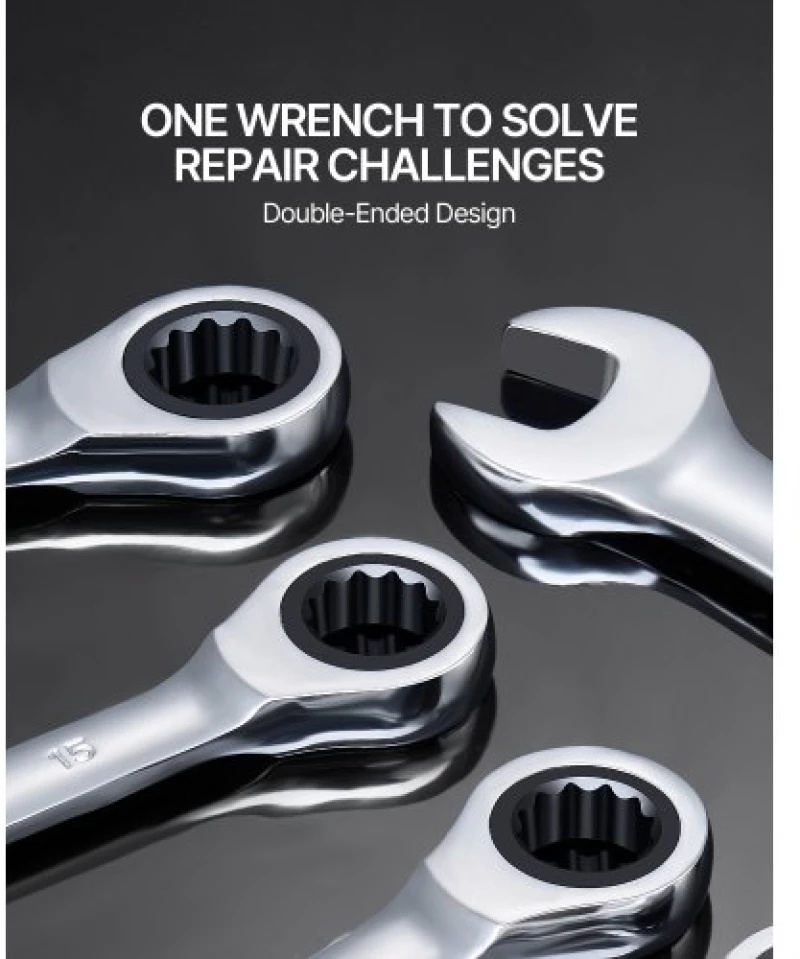 VEVOR Combination Wrench Set 30 PCS SAE 1/4" to 1", Metric 8-24mm Organizer Rack