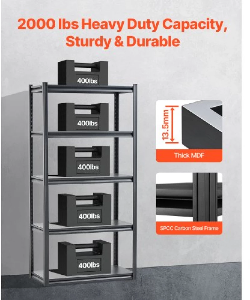 VEVOR Storage Shelves 18" D x 36" W x 72" H 5-tier Garage Storage Shelving