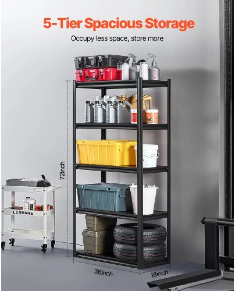 VEVOR Storage Shelves 18" D x 36" W x 72" H 5-tier Garage Storage Shelving