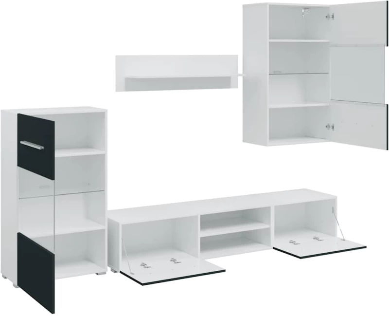 vidaXL Μονάδες τηλεόρασης 5 τεμαχίων με φωτισμό LED Ματ Indigo