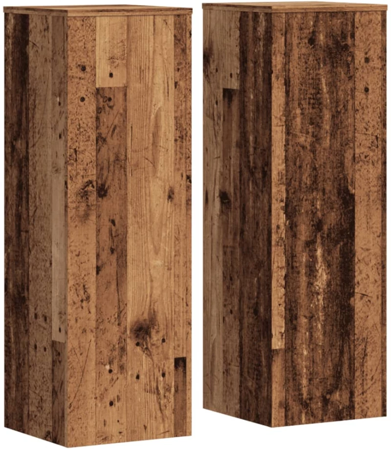 vidaXL Βάσεις Φυτών 2 τεμ. Όψη Παλαιού Ξύλου 33x33x100 εκ. Επεξ. Ξύλο