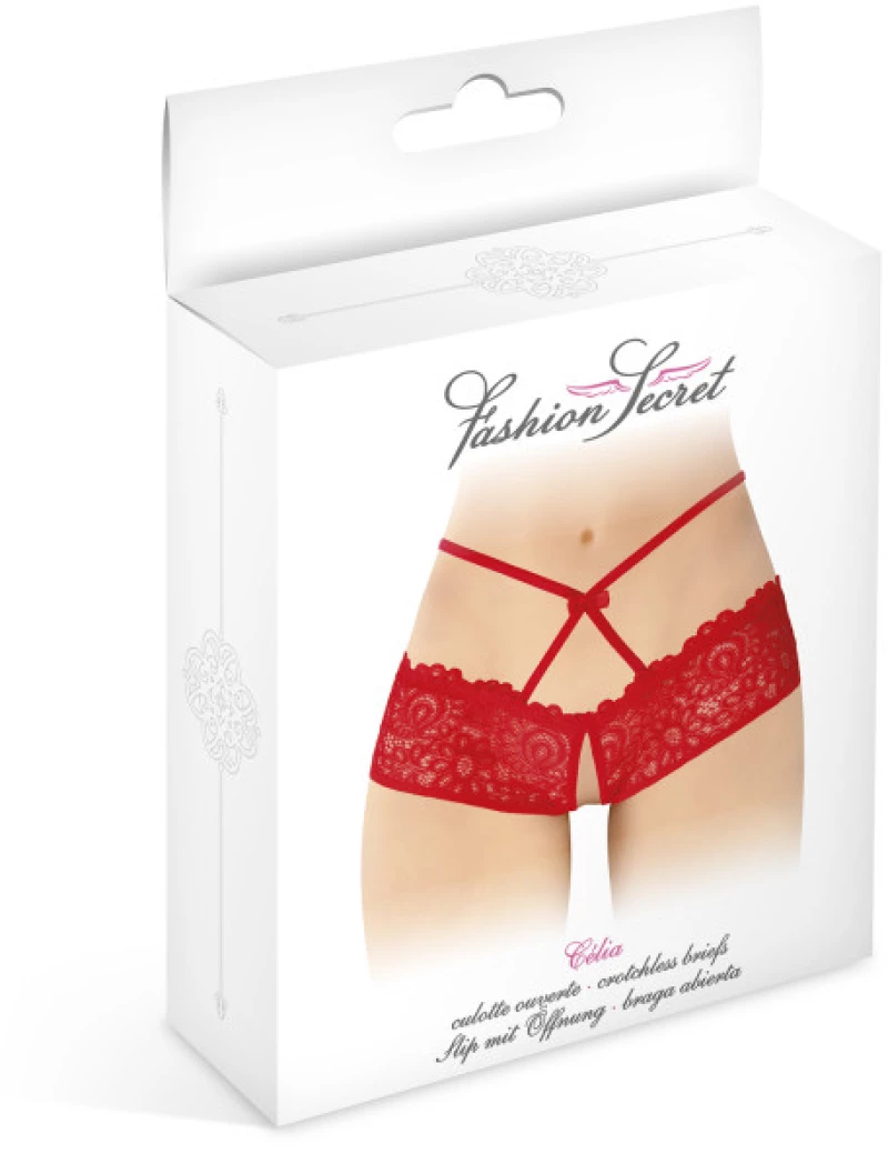 CELIA RED OPEN PANTIES TU
