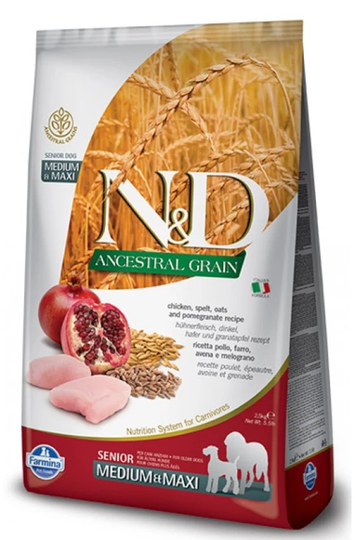 N+D LOW GRAIN CHICKEN + POMEGRANATE SENIOR MEDIUM - MAXI 12KG
