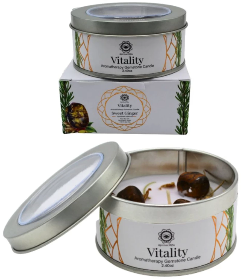 Κερί με Πολύτιμους Λίθους Gemstone Candle Vitality Sweet Ginger