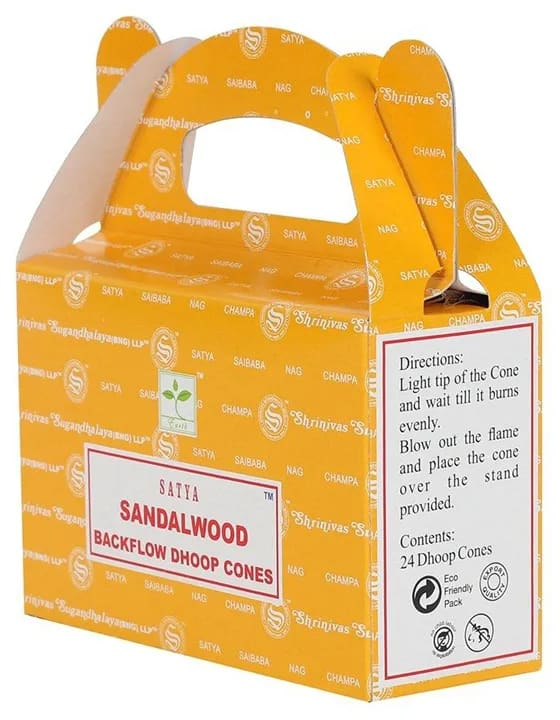 Αρωματικοί Κώνοι Θυμιάματος Ανάστροφης Ροής Sandalwood Satya 24τμχ