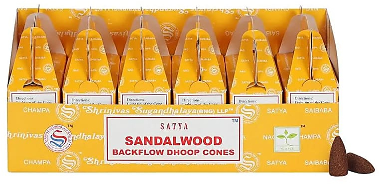 Αρωματικοί Κώνοι Θυμιάματος Ανάστροφης Ροής Sandalwood Satya 24τμχ