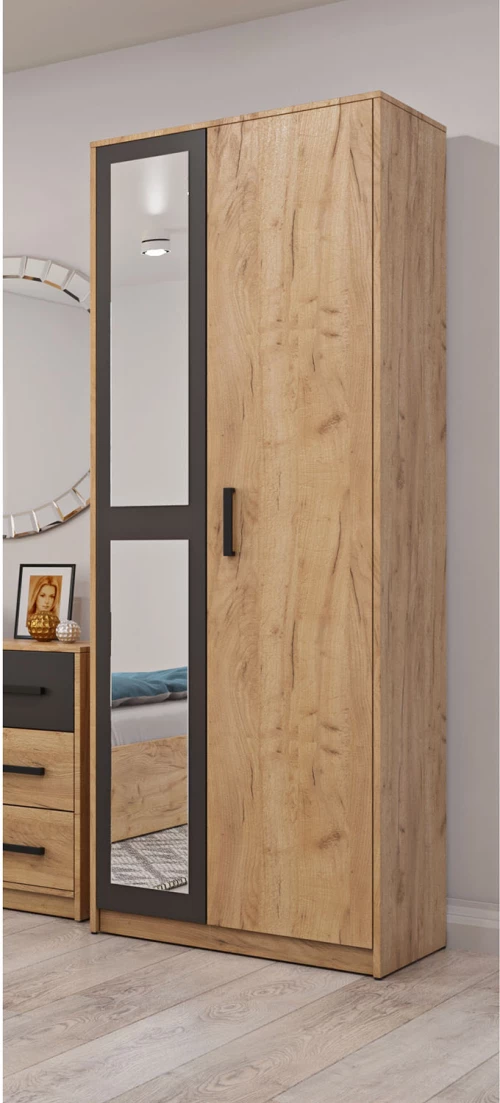Ντουλάπα Viva Χρυσό Δρυς-Γραφίτης 70x50x209cm
