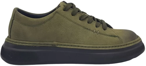Ανδρικά Δερμάτινα Sneakers - 2024E - Λαδί