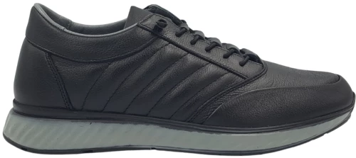 Ανδρικά Δερμάτινα Sneakers – 1245 - Μαύρο