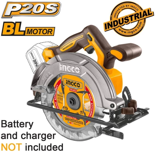INGCO Δισκοπρίονο Μπαταρίας 20V Li-Ion SOLO Φ 165mm (CSLI1652)