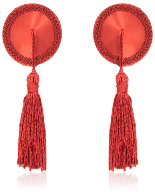 Naughty Toys Red round nipple covers with tassel