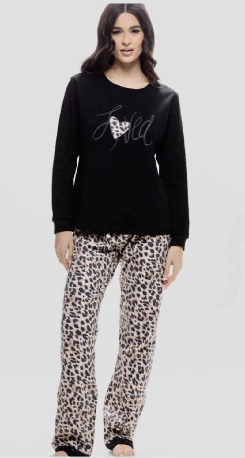 Γυναικεία πυτζάμα Galaxy - Animal print παντελόνι - Regular Fit - Cotton