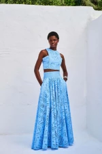 Φούστα Maxi Ανοιχτό Μπλε Lace