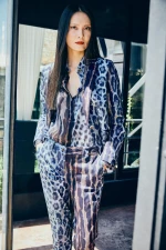 Παντελόνι Γυναικείο Animal Print Chinos Bella P Μπλε
