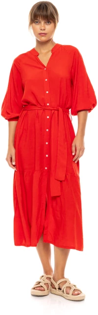 Γυναικείο Beachdress Pink Label - Σεμιζιέ Μακρύ Φόρεμα - Κόκκινο - Viscose