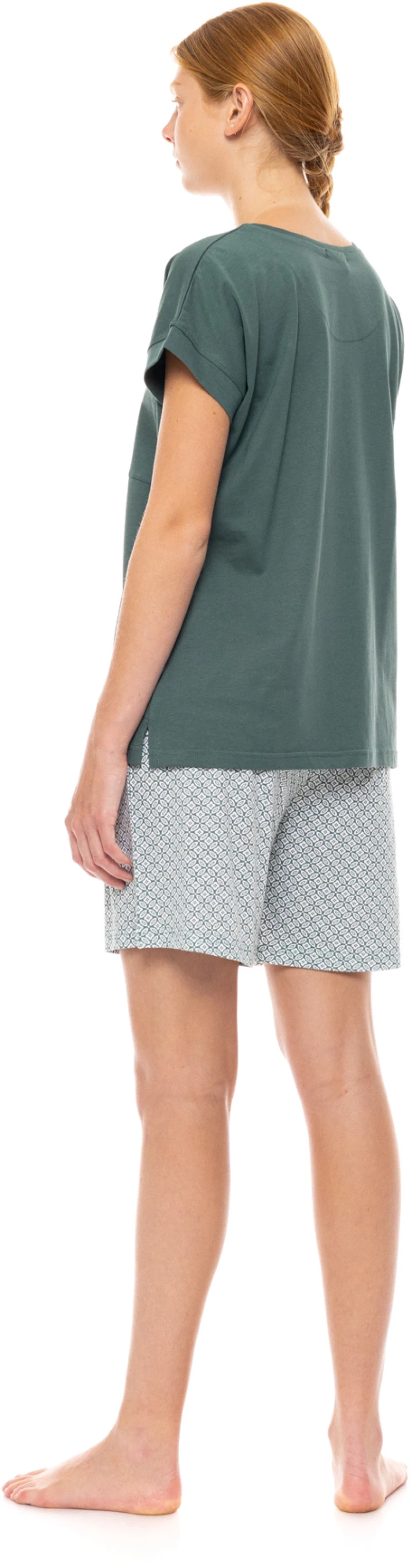 Γυναικεία Πυζάμα Σόρτς Pink Label -  FOREST GREEN GEO -  Cotton