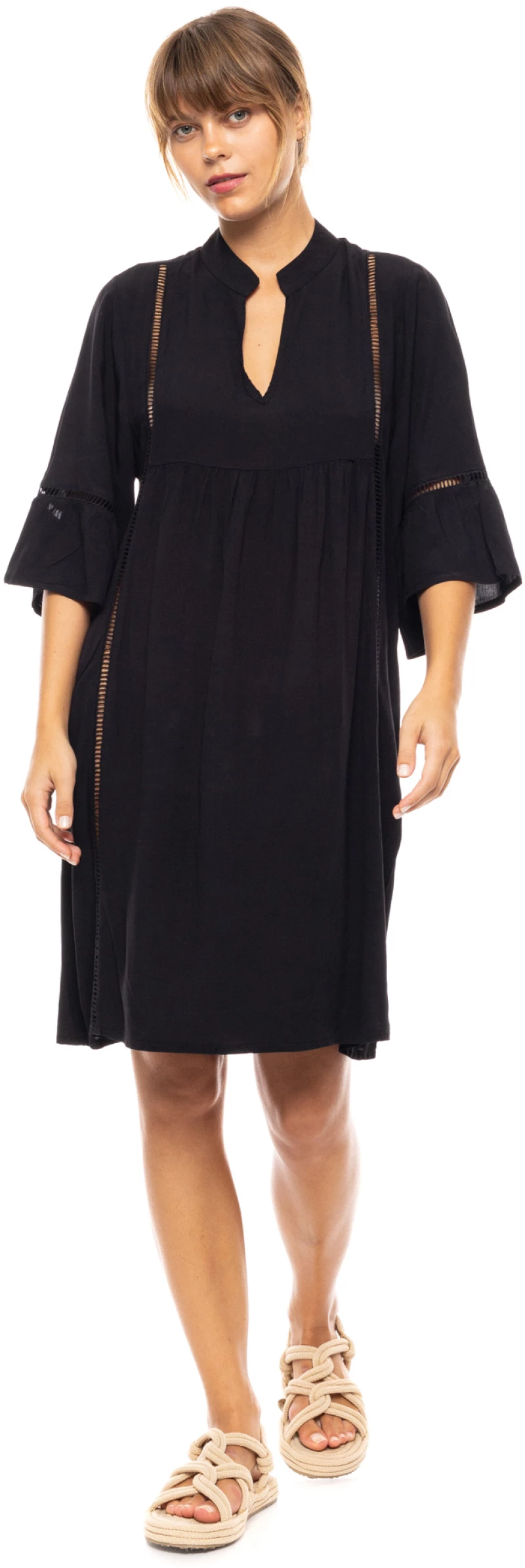 Γυναικείο Beachdress Pink Label -  Μαύρο - Mini Φόρεμα - Regular Fit - Viscose