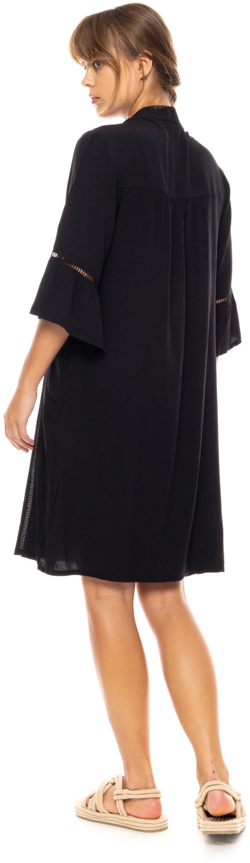 Γυναικείο Beachdress Pink Label -  Μαύρο - Mini Φόρεμα - Regular Fit - Viscose