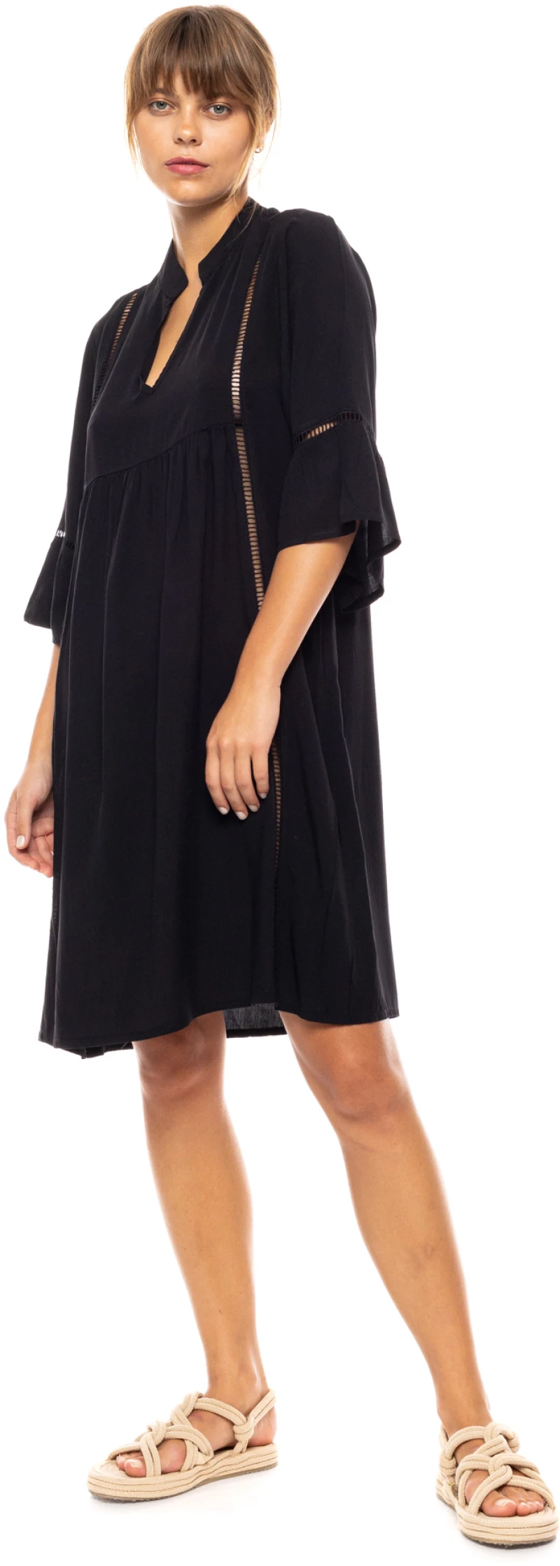 Γυναικείο Beachdress Pink Label -  Μαύρο - Mini Φόρεμα - Regular Fit - Viscose