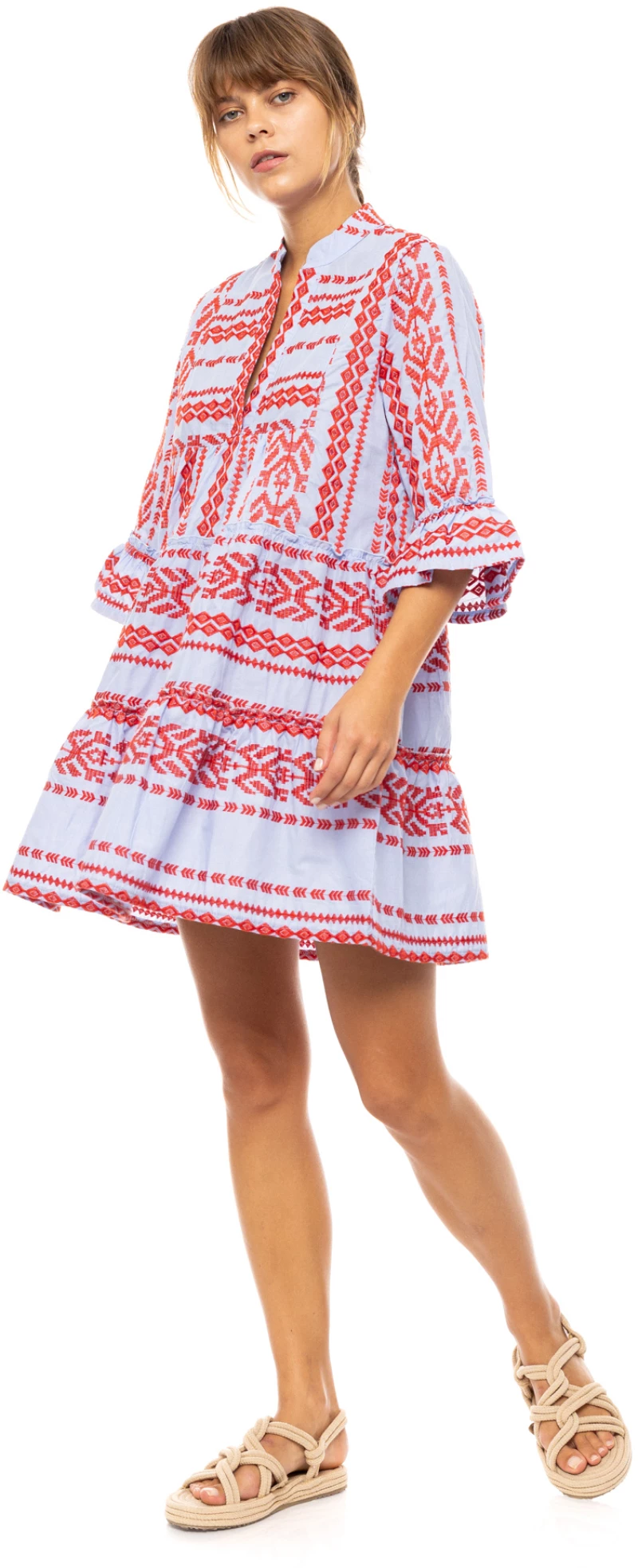 Γυναικείο Beachdress Pink Label -  Εμπριμέ - Mini Φόρεμα - Regular Fit - Cotton