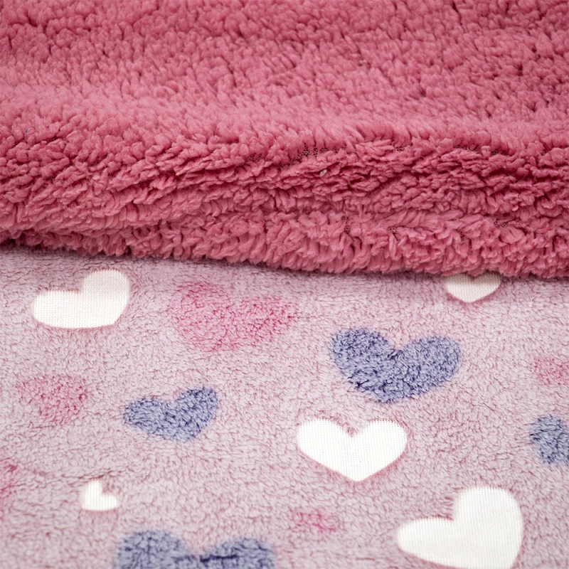 LINO ΚΟΥΒΕΡΤΑ FLEECE SHERPA ΦΩΣΦΟΡΙΖΕ HERZ PINK 110X150