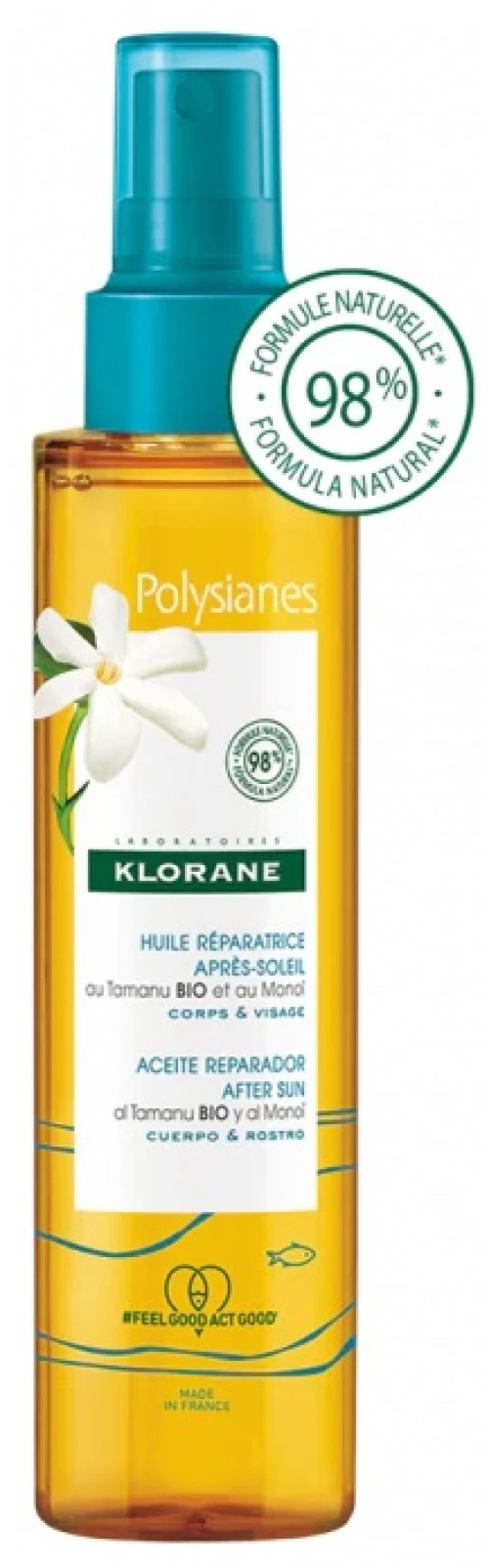 KLORANE Polysianes Hiule Reparatrice Apres Soleil, Επανορθωτικό Έλαιο για Μετά τον Ήλιο - 150ml