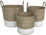 SIFNOS ΚΑΛΑΘΙ SET 3ΤΜΧ 33x33x39 SEAGRASS ΦΥΣΙΚΟ ΛΕΥΚΟINTHEBOX
