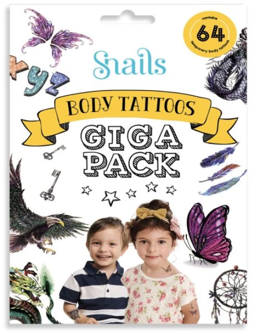 SNAILS Body Tattoos, Giga Pack, Παιδικά Τατουάζ - 64τεμ