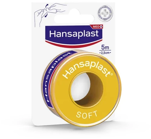 HANSAPLAST Soft, Ταινία Στερέωσης Φιλική με την Επιδερμίδα 5m x 2,5cm - 1τεμ