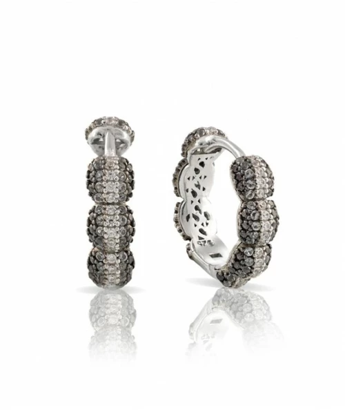 Γυναικεία Σκουλαρίκια Κρίκοι SOGNI από ασήμι 925 σε λευκό χρώμα με Ζιρκόν OR085BBG