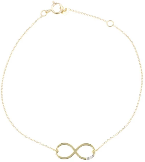 Γυναικείο Βραχιόλι Απειρο ladyQ από χρυσό Κ14 (585) σε κίτρινο χρώμα με Μπριγιάν 441552