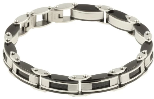 Ανδρικό Βραχιόλι Χειροπέδα manQ από ανοξείδωτο ατσάλι  σε δίχρωμο 442816