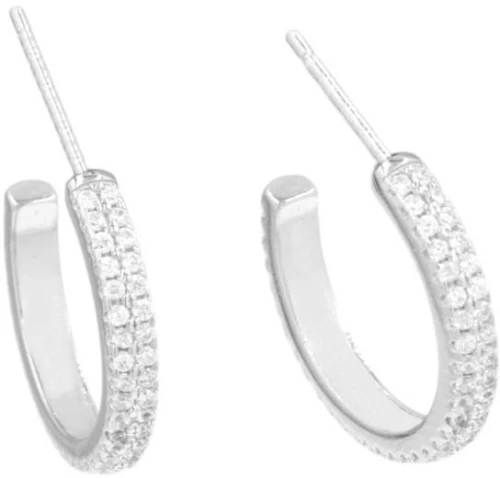 Γυναικεία Σκουλαρίκια Κρίκοι ladyQ από ασήμι 925 σε λευκό χρώμα με Σίγκνιτι Star 445331