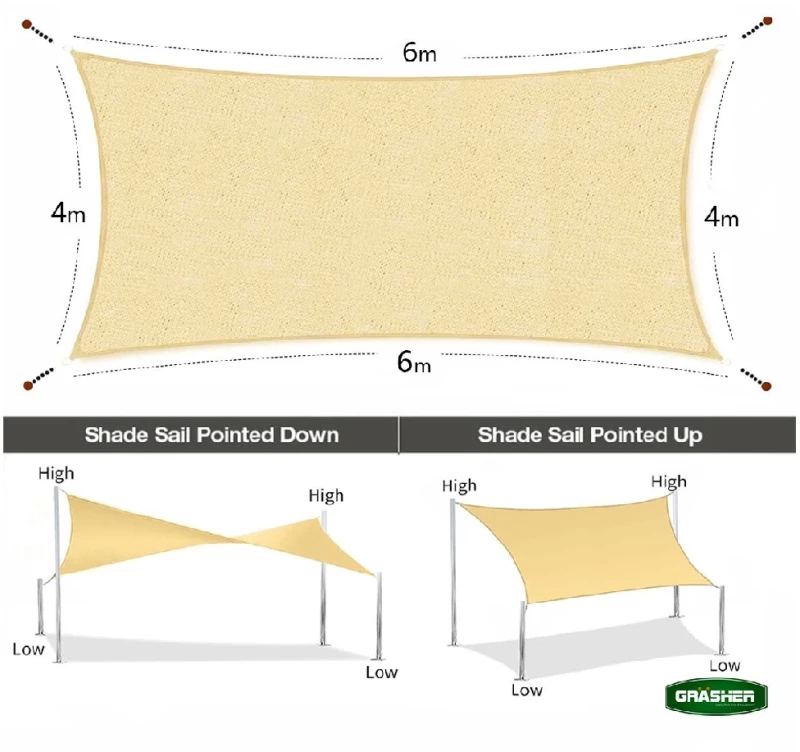 Grasher Ε220 Πανί σκίασης ορθογώνιο με κρίκους 180gr/m²  4x6m Μπέζ / 103621