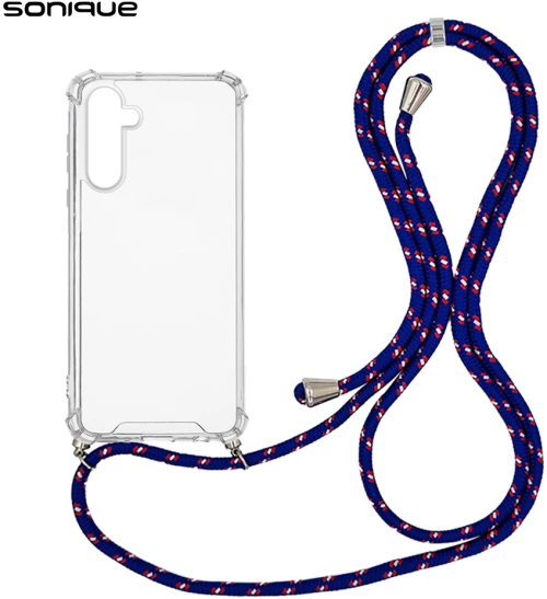 Θήκη Σιλικόνης με Κορδόνι Sonique Armor Clear Samsung Galaxy A55 5G Rainbow Μπλε
