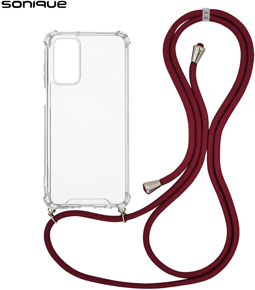 Θήκη Σιλικόνης με Κορδόνι Sonique Armor Clear Samsung Galaxy A15 4G / Galaxy A15 5G Μπορντό