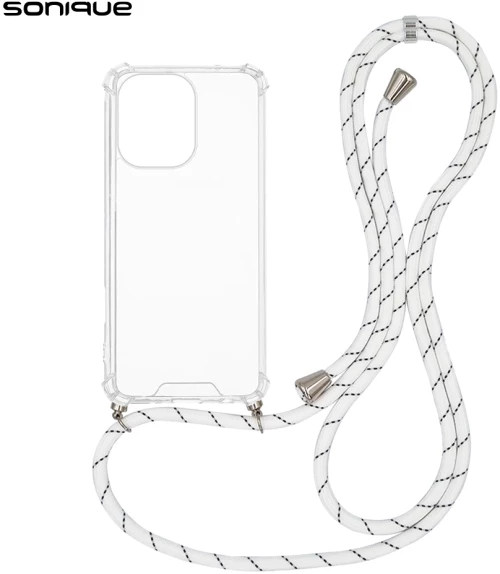 Θήκη Σιλικόνης με Κορδόνι Sonique Armor Clear Xiaomi Redmi 13 4G / Poco M6 4G Rainbow Λευκό