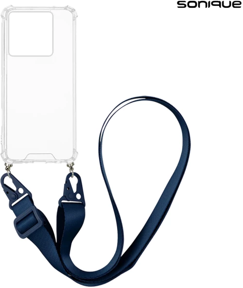 Θήκη Σιλικόνης με Strap Sonique Armor Clear Xiaomi Xiaomi 14T Pro Μπλε Σκούρο