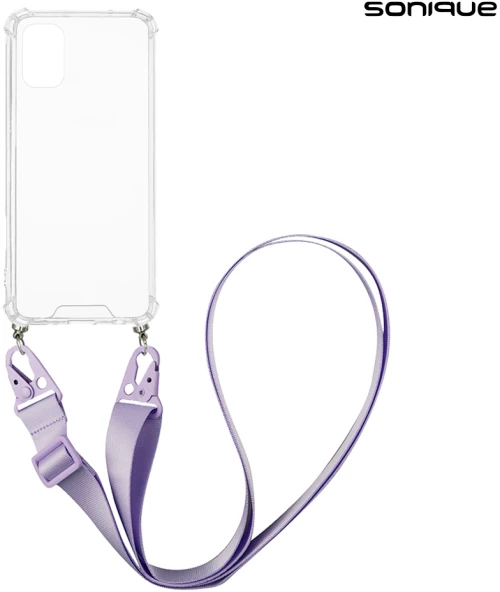 Θήκη Σιλικόνης με Strap Sonique Armor Clear Motorola Moto G31 4G / Moto G41 4G Λιλά