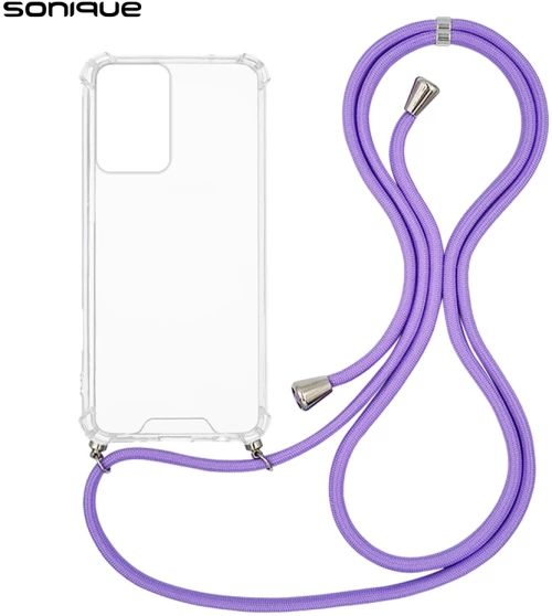 Θήκη Σιλικόνης με Κορδόνι Sonique Armor Clear Motorola Moto G35 5G Λιλά