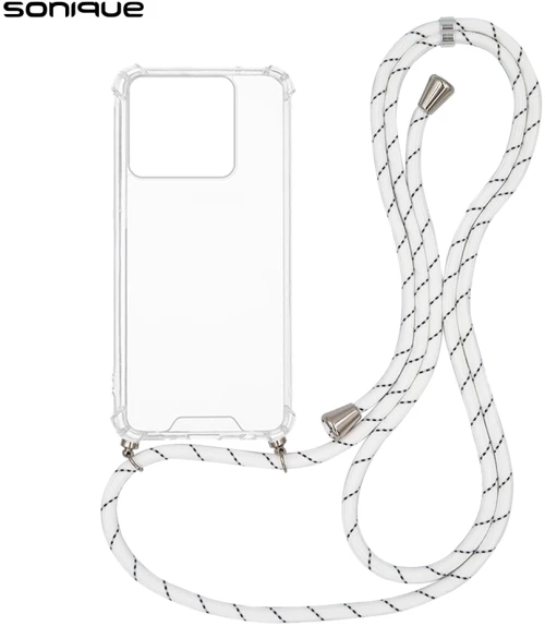 Θήκη Σιλικόνης με Κορδόνι Sonique Armor Clear Realme C61 4G / Realme C63 4G / Realme Note 60 4G Rainbow Λευκό