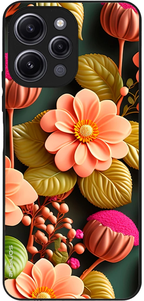 Θήκη Sonique 3D Flower Series για Xiaomi Redmi 12 4G / Redmi 12 5G Σομόν