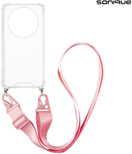 Θήκη Σιλικόνης με Strap Sonique Armor Clear Xiaomi Redmi 14C 4G / Poco C75 4G / Redmi A4 5G Ροζ
