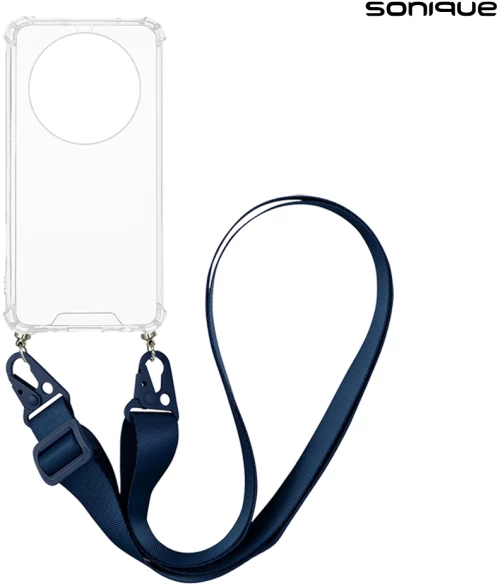 Θήκη Σιλικόνης με Strap Sonique Armor Clear Xiaomi Redmi 14C 4G / Poco C75 4G / Redmi A4 5G Μπλε Σκούρο