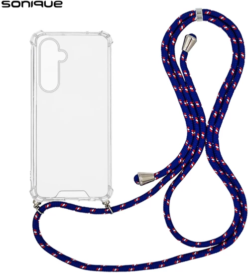 Θήκη Σιλικόνης με Κορδόνι Sonique Armor Clear Samsung Galaxy S25 Rainbow Μπλε