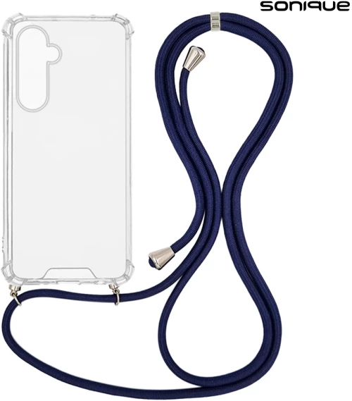 Θήκη Σιλικόνης με Κορδόνι Sonique Armor Clear Samsung Galaxy M35 5G Μπλε Σκούρο